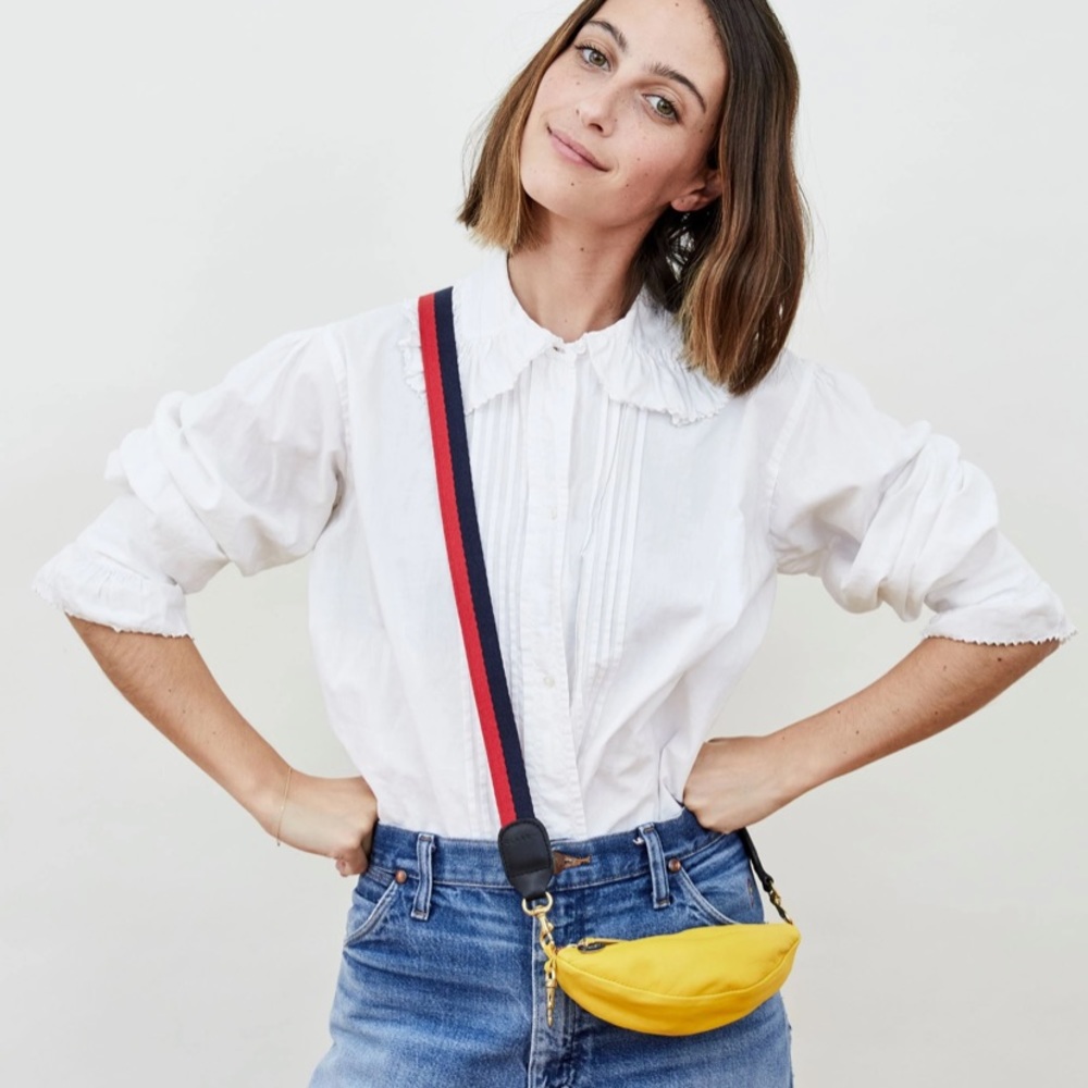 NWT Clare V Navy and Red Crossbody Strap